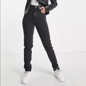 ASOS DESIGN 36x36 tall hourglass high rise farleigh slim mom jeans in bl…
